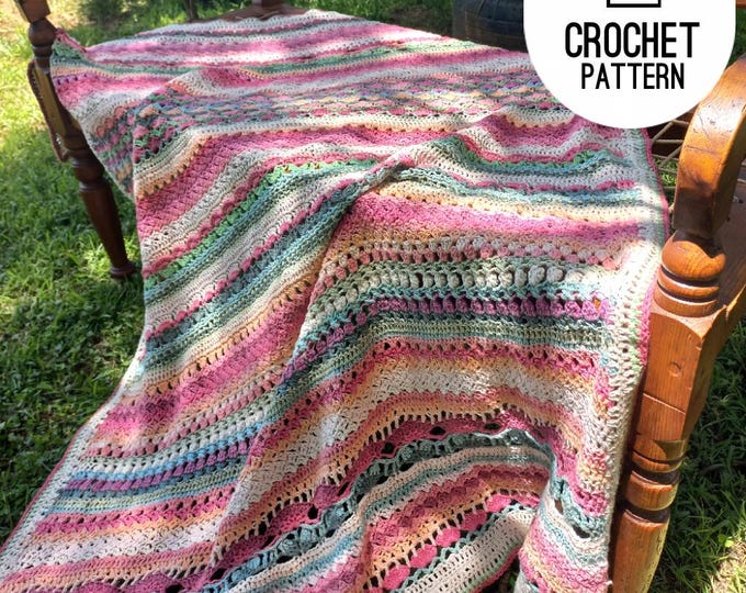 Crochet Blanket Pattern: Flower Stitch Sampler Afghan (PDF Pattern)