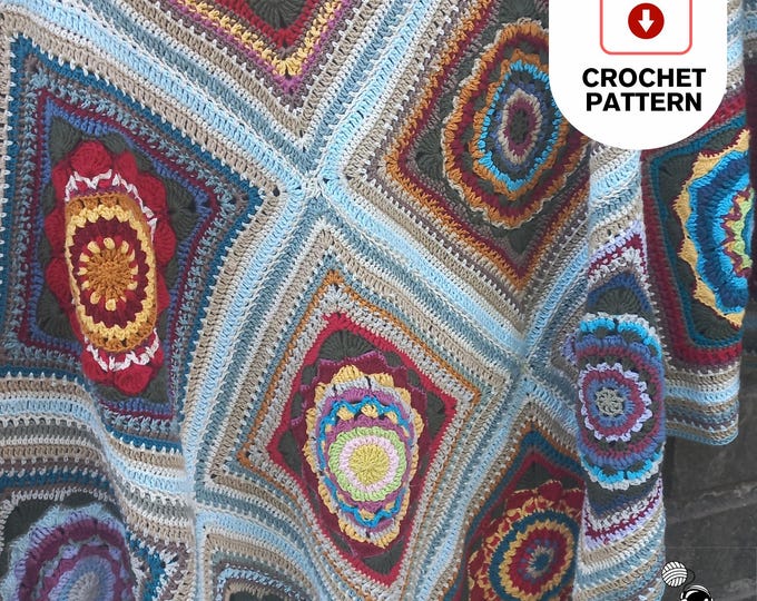 Granny Square Blanket Pattern | Modern Heirloom Flowers | PDF Pattern