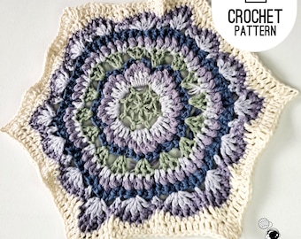 Hexagon Crochet Pattern Agapanthus Flower Square Hexagon Granny Square Flower Square