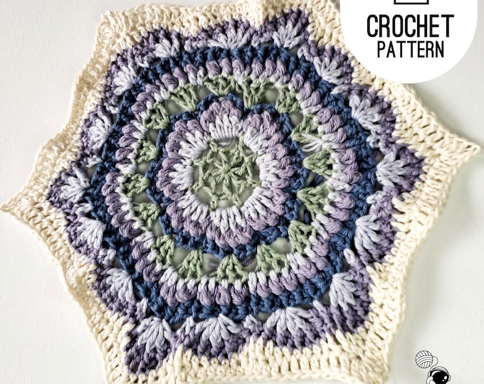 Hexagon Crochet Pattern Agapanthus Flower Square Hexagon Granny Square Flower Square