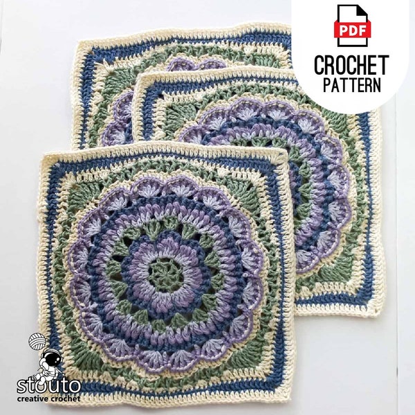 Crochet Flower, Agapanthus Afgan Blanket Square Pattern, PDF Digital Download