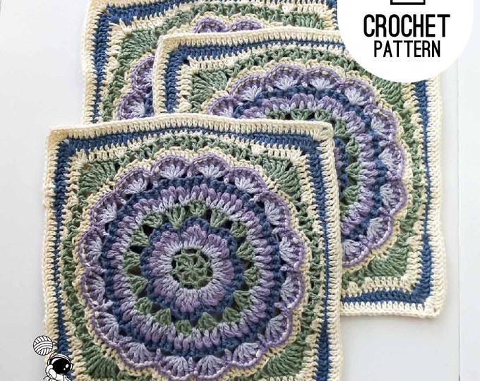Crochet Flower, Agapanthus Afgan Blanket Square Pattern, PDF Digital Download