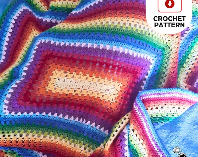 Baby Blanket Pattern, Rainbow mixed crochet stitch blanket pattern. PDF Crochet Pattern Download