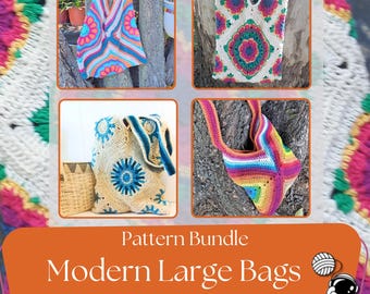 Crochet Bag Pattern Bundle: Granny Square Tote & Beach Bag (PDF Download