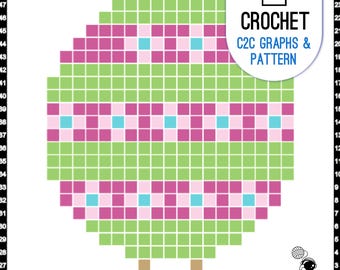 Crochet Corner to Corner Square, Cute Chick in Easter Egg C2C Graph and Pattern, Pillows, Cushions or Blanket Pattern, Digital PDF