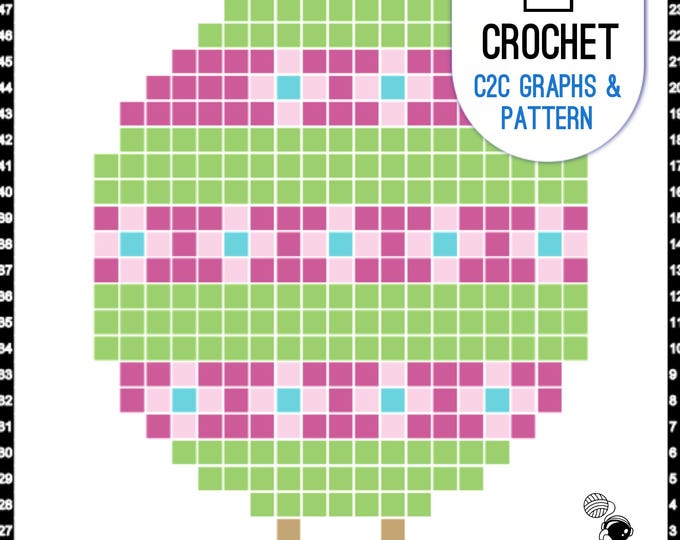 Crochet Corner to Corner Square, Cute Chick in Easter Egg C2C Graph and Pattern, Pillows, Cushions or Blanket Pattern, Digital PDF