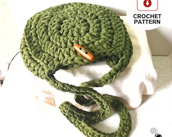 Crochet Bag Chunky Tshirt Yarn Crossbody Bag Crochet Pattern Digital Download