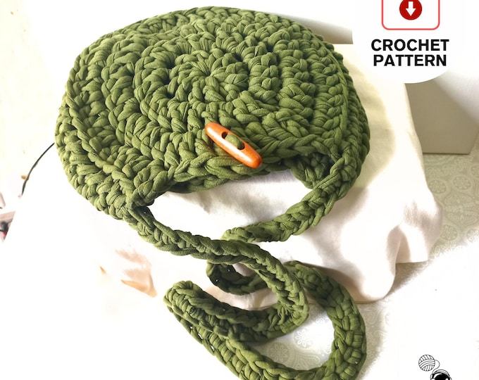 Crochet Bag Chunky Tshirt Yarn Crossbody Bag Crochet Pattern Digital Download