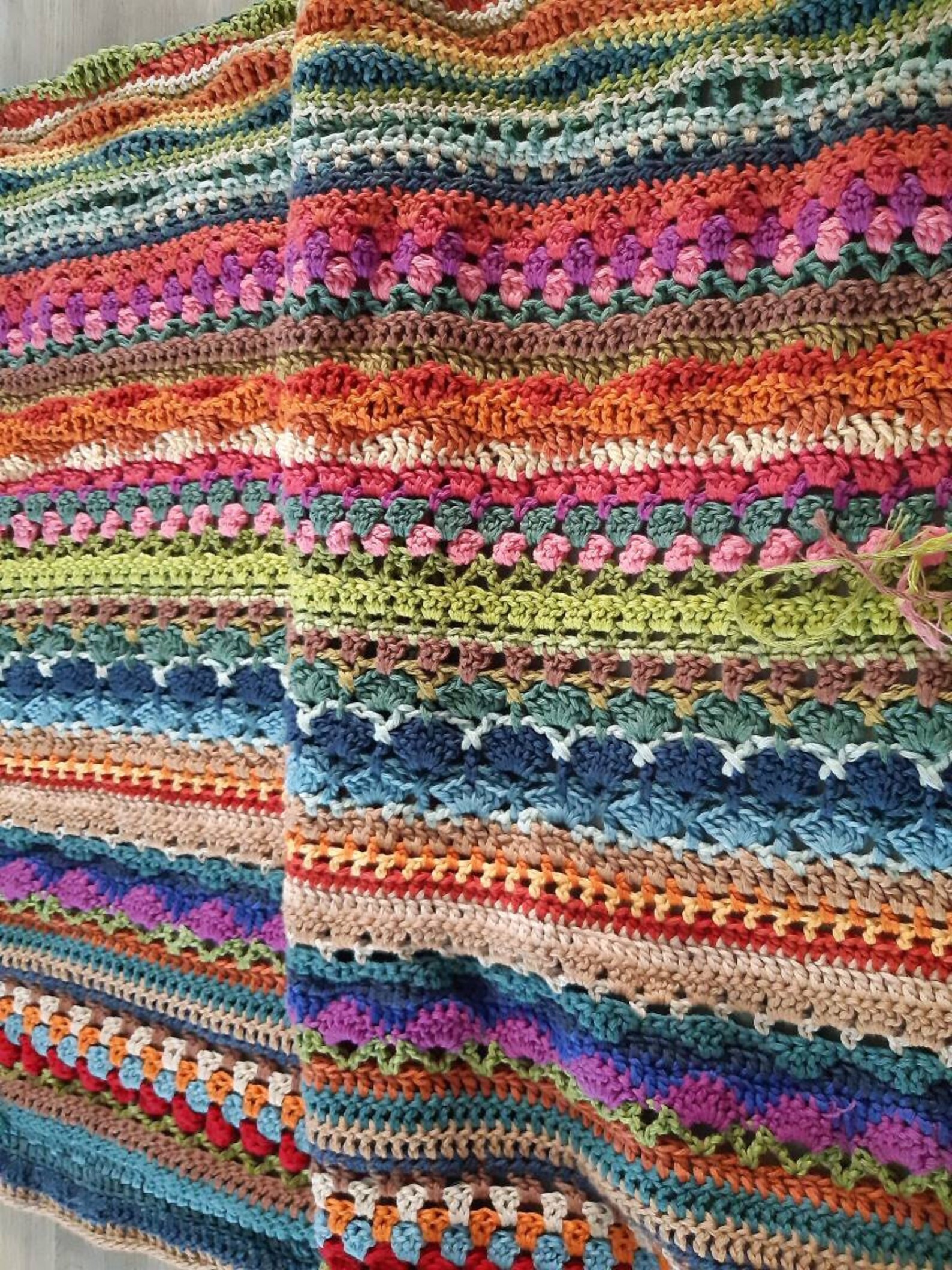 Crochet Pattern : Striped Afghan Stitch Sampler 12 Blanket - Etsy
