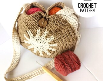 Crossbody sling crochet bag pattern, Sunnyside Circle Bag, digital pdf downloadfor round pouch bag