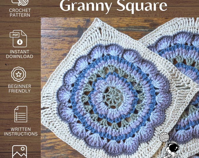 Puff Stitch Agap | Granny Blanket Square | PDF Crochet Pattern