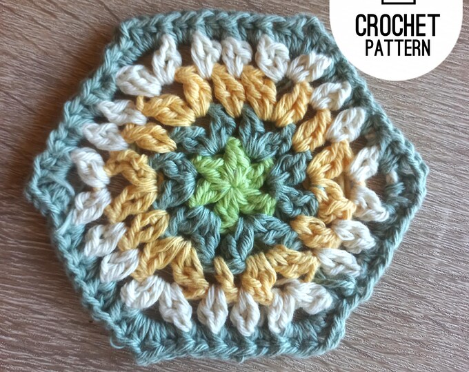 Easy Crochet Pattern Hexagon Square Blanket Pattern, Crochet Afghan Hexagon Square Pattern, Granny Hexagon Pattern, Digital PDF Pattern