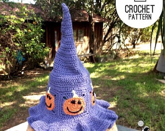 Crochet Hat Pattern Halloween Jack O Lantern Witches Hat Crochet Pattern
