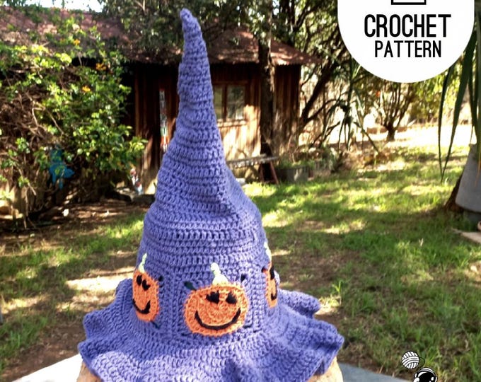Crochet Hat Pattern Halloween Jack O Lantern Witches Hat Crochet Pattern