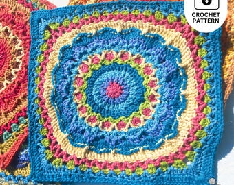 Sunrise Bloom Square Crochet Pattern | Flower Granny Square | Crochet Flower Blanket Square | PDF Pattern | African Patchwork