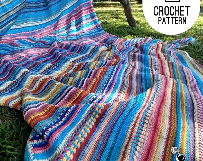 Temperature Blanket Pattern, Collection of 30 Mixed Crochet Blanket Stitches in one Afghan Pattern