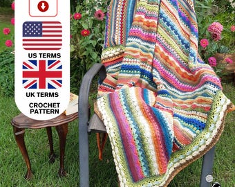 Crochet Blanket Pattern | Stitch Sampler Afghan | US & UK Terms Pattern PDF
