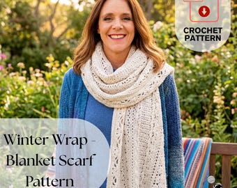 Cozy Scarf Pattern | Wraped in Casmere Blanket Wrap | Vintage Floral Stitch Cowl | PDF Crochet Pattern