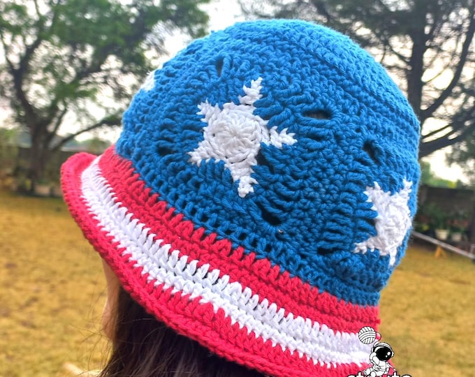 Crochet Bucket Hat Pattern Stars and Stripes 4th of July Crochet Bucket Hat PDF Pattern