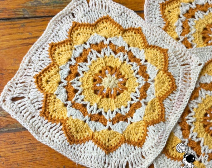 Star Flower Granny Square Pattern, Granny Blanket Square Pattern, Large Crochet Flower, Square Pattern, PDF Digital Download