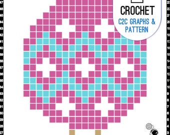 Crochet Corner to Corner Square, Cute Chick in Diamonds Easter Egg C2C Graph and Pattern, Pillows, Cushions or Blanket Pattern, Digital PDF