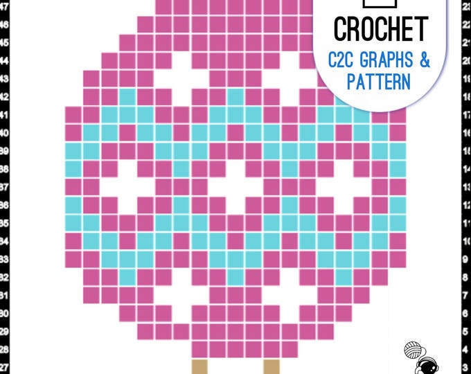 Crochet Corner to Corner Square, Cute Chick in Diamonds Easter Egg C2C Graph and Pattern, Pillows, Cushions or Blanket Pattern, Digital PDF