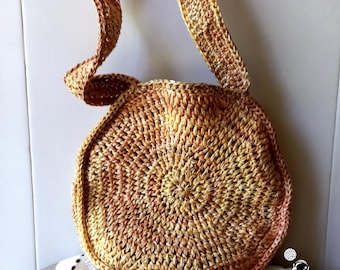 Easy crochet bag pattern, crossbody slouchy bag, round cross shoulder sling bag