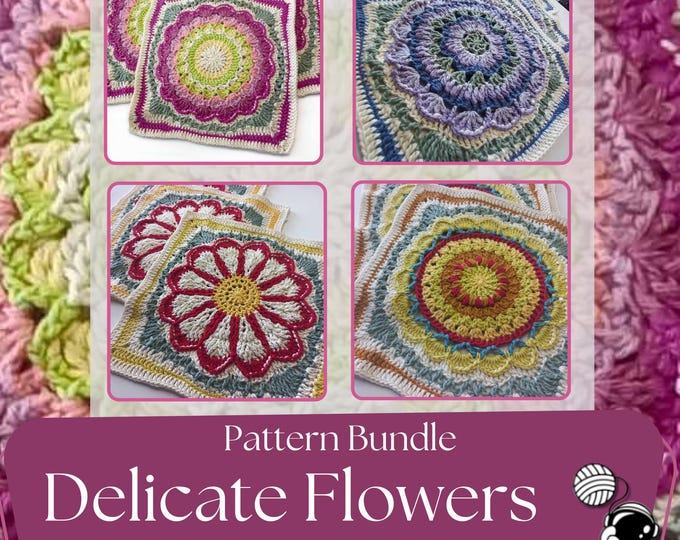 Blanket Flower Square Patterns : 4 Large Flowers Squares | PDF Pattern