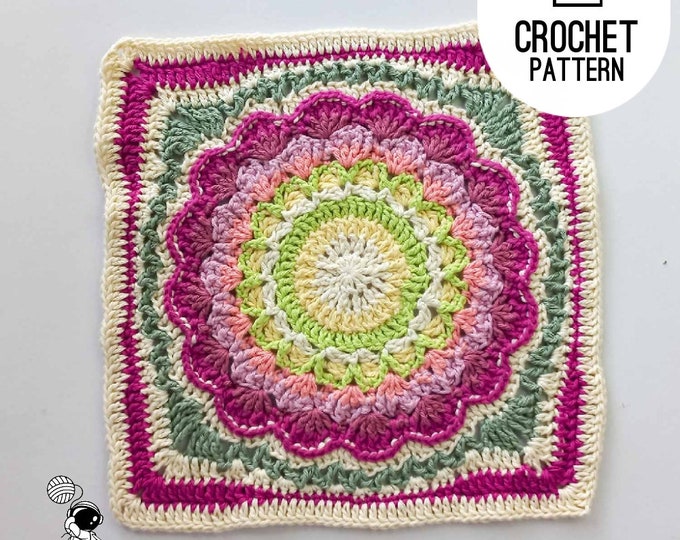 Crochet Flower Square, Large Protea Flower Granny Square Pattern, PDF Digital Download