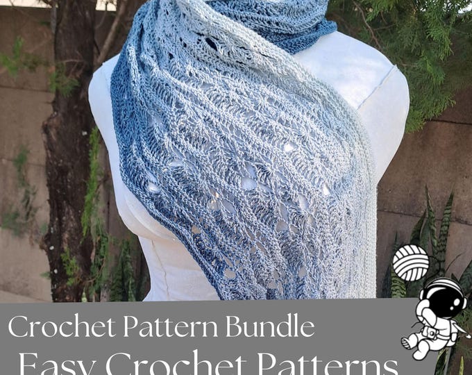 Easy Crochet Pattern Bundle, Crochet Bucket Hat , Crochet Easy Bag, Easy Scarf, Crochet Heart - Four Beginner friendly Digital PDF Patterns