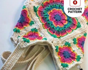 Flower Granny Square Tote Bag Crochet Pattern | Market Shopper | PDF Download