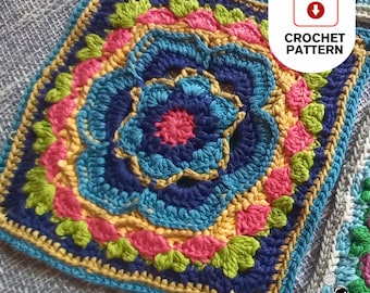 Buttercup Flower Crochet Square Pattern | Textured Granny Square PDF Pattern