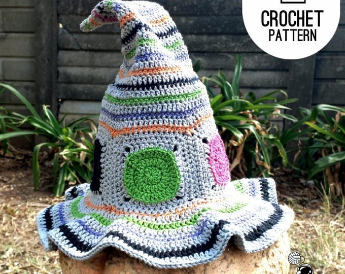 Halloween Witches Hat Polka Dot and Stripes Crochet Pattern