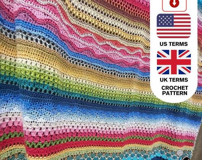 Blanket Pattern | Easy Stitch Sampler | US & UK Terms | PDF Pattern Download