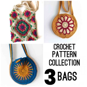 Collection of 3 Crochet Bag Patterns in Digital PDF Download - Etsy