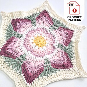 Amaryllis | Zeshoekige deken vierkant | PDF-haakpatroon