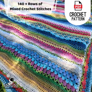 140 rows of crochet stitches all in one easy crochet blanket pattern