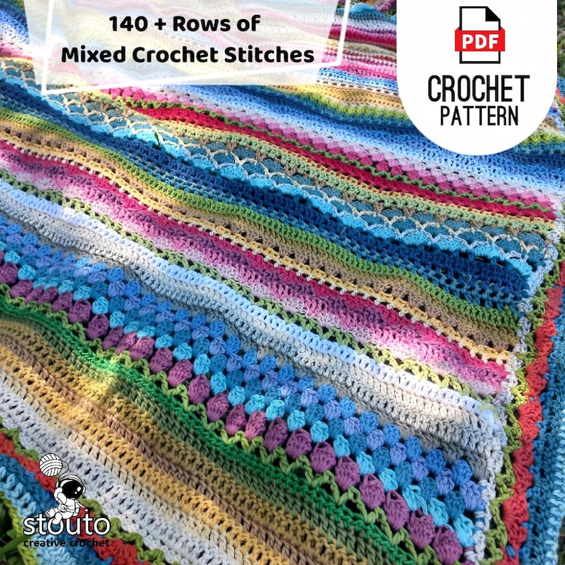 140 rows of crochet stitches all in one easy crochet blanket pattern