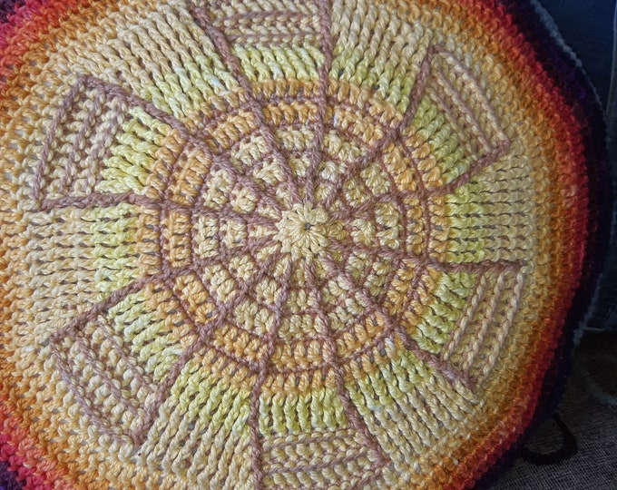 Crochet Pillow Pattern, Crochet Windmill Pattern, Crochet Sunset Lounge Pillow, Crochet Cushion Pattern