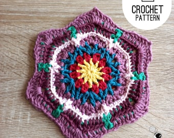 Crochet Pattern Small Hexagon Crochet Square Pretty Hexagon Square Blanket Hexagon Small Granny Hexagon Square Pattern