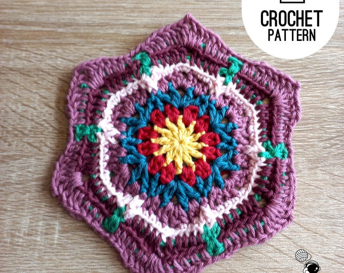 Crochet Pattern Small Hexagon Crochet Square Pretty Hexagon Square Blanket Hexagon Small Granny Hexagon Square Pattern