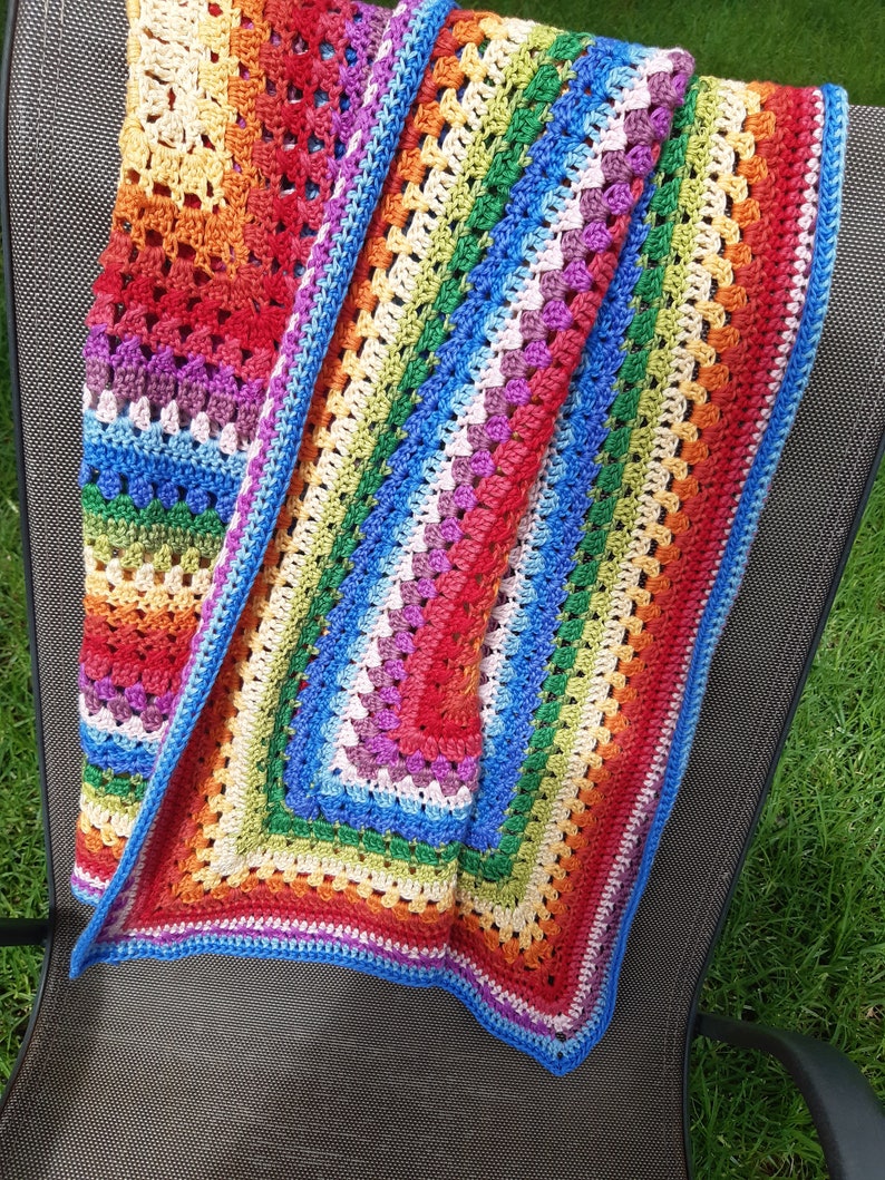 Rainbow Baby Blanket Crochet Pattern Textured Big Square Etsy UK