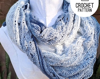 Stormy Ocean Crochet Scarf Pattern: Floral Lace Wedding Wrap (PDF Pattern)