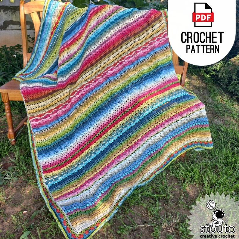new beginner-friendly crochet stitch sampler afghan pattern perfect for a yarn stash buster