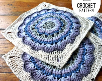 Afghan Flower Square, Agapanthus Granny Blanket Square Pattern, PDF Digital Download