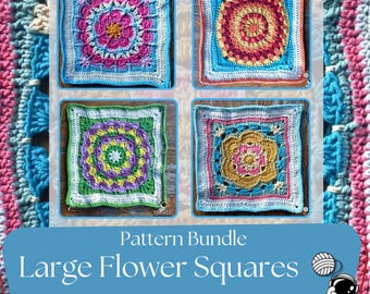 Flower Granny Square Crochet Pattern: Afghan Blanket Squares (PDF Download)