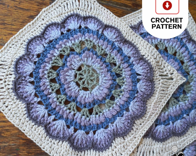 Puff Stitch Agap | Granny Blanket Square | PDF Crochet Pattern