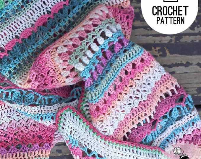 Crochet Blanket Pattern: Flower Stitch Sampler Afghan (PDF Pattern)