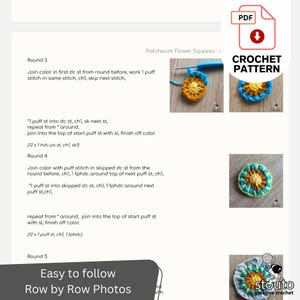 Patchwork African Flower Square Bundle | 4 Large Flowers Squares | PDF Crochet Pattern image 7