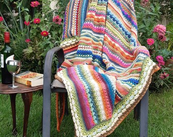 Rainbow Lines Afgan Crochet Pattern